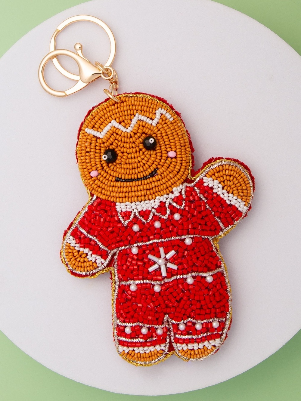 Beaded Gingerbread Man Keychain
